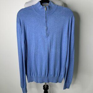 Maurizio Baldassari Men's Light Blue 100% Cotton 1/2 Zip Knit Pullover Sweater